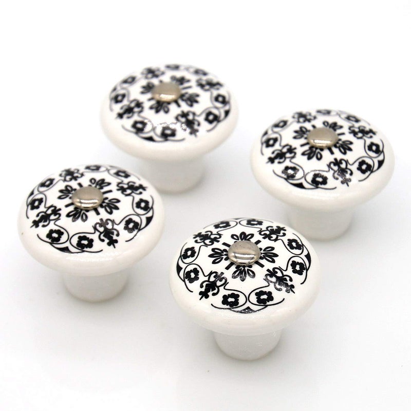LXZ 4 PCs Vintage Style Round Ceramic Knobs Handles Pulls for Cabinet Drawer Door - Image 1